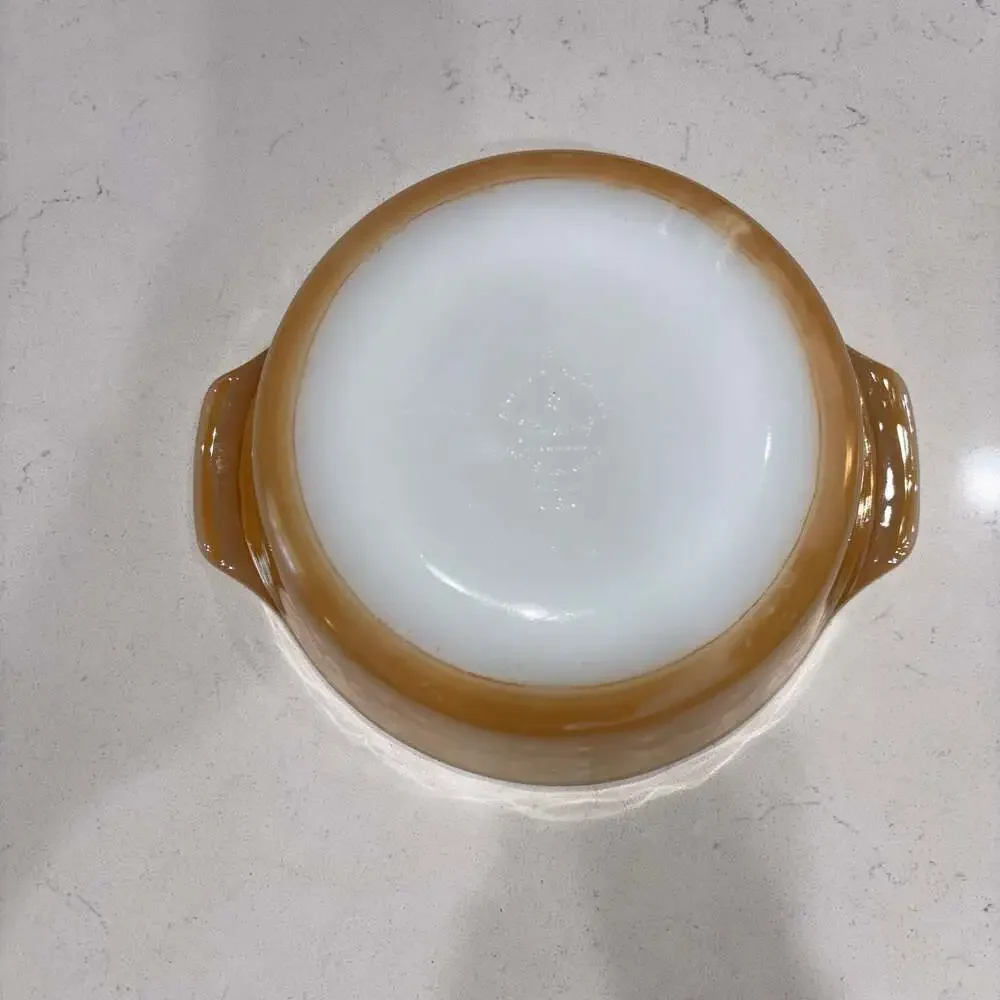 Vintage Fire-King Peach Luster Casserole Baking Dish #437 1 1/2 Qt Milk Glass